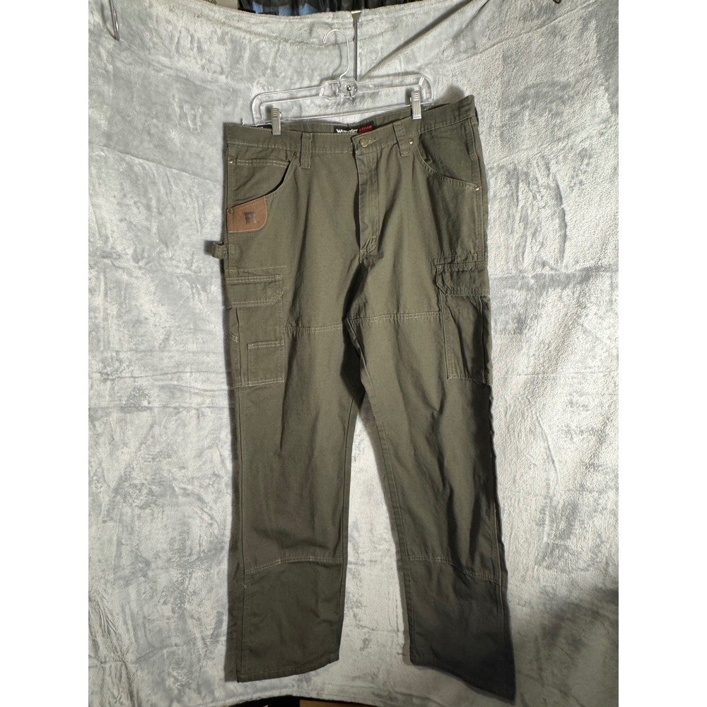Wrangler Riggs Workwear Mens Ranger Cargo Pants Olive Ripstop 38x34 NEW NWT